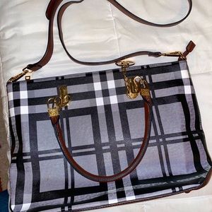 Black and White Plaid Tote